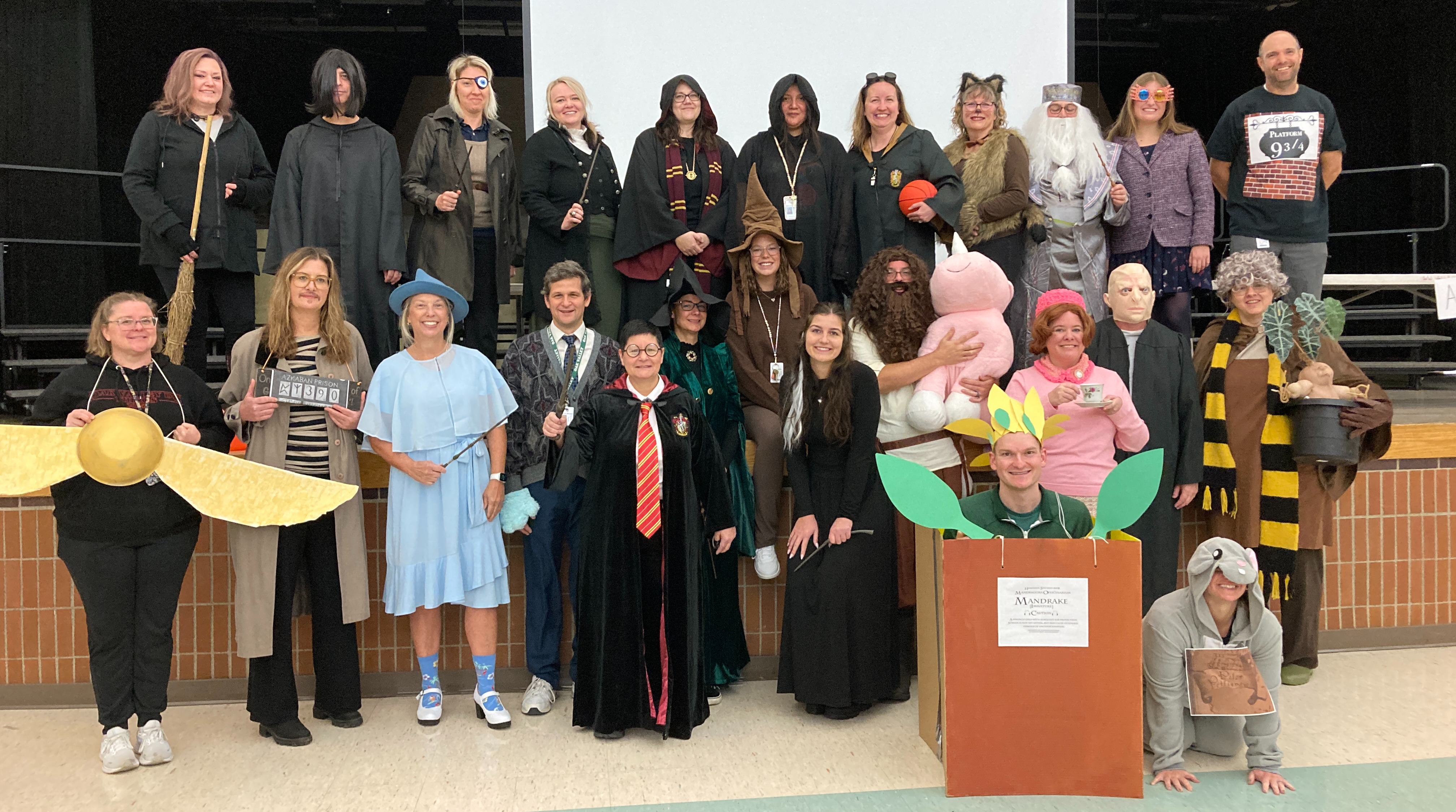 staff dressed as Harry Potter characters