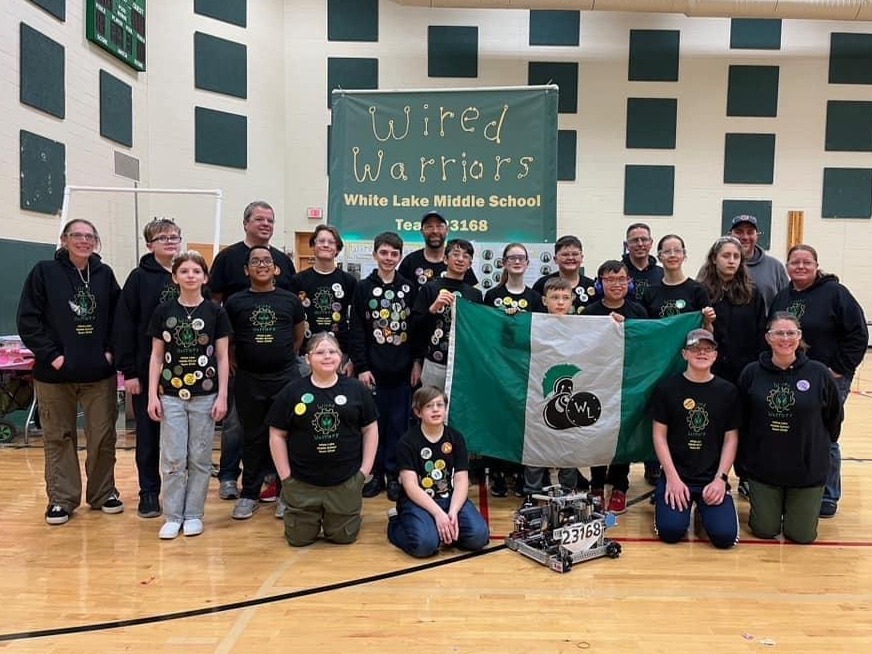 group of students who participate in the Robotics team