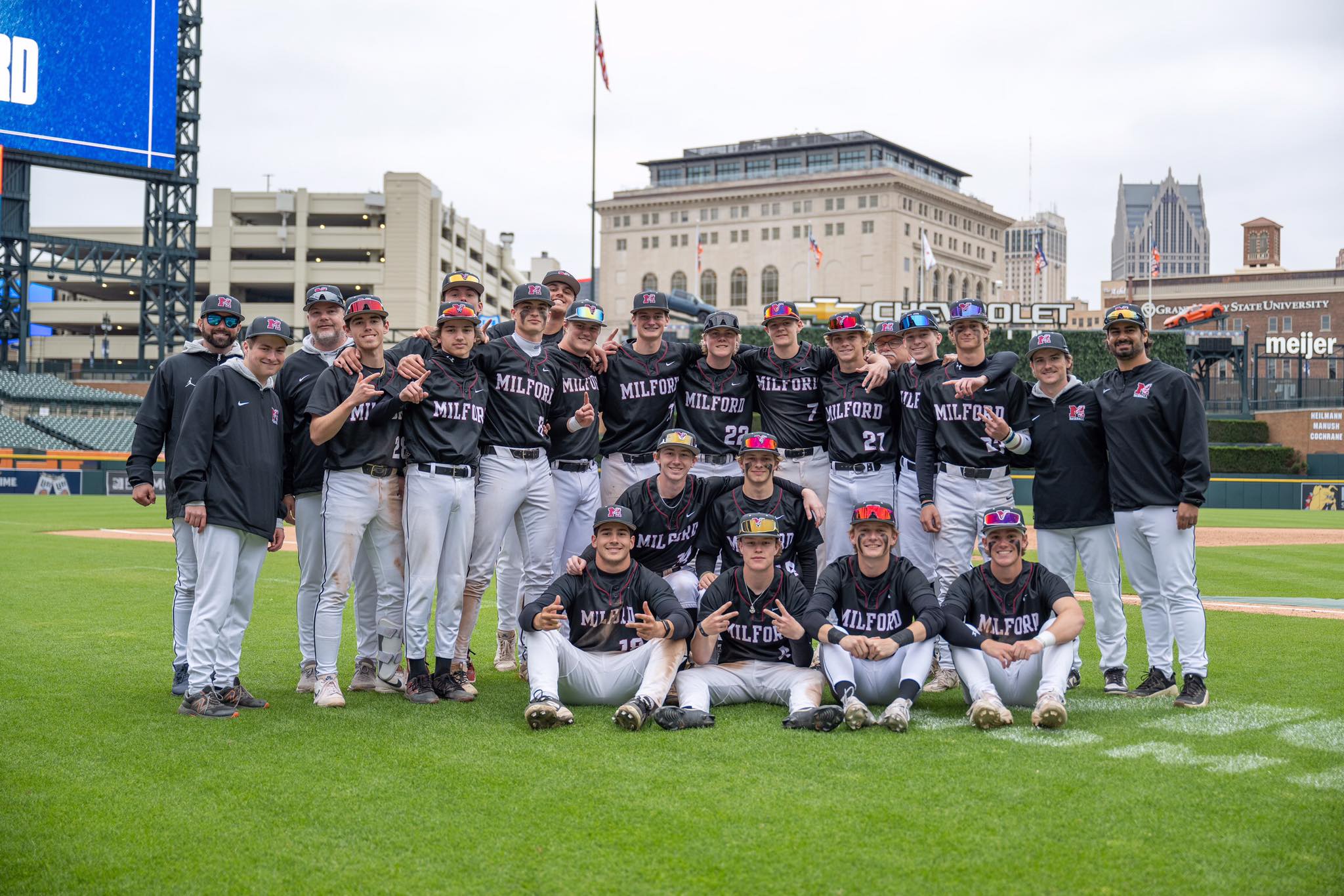 milford baseball team photo at comerica park 