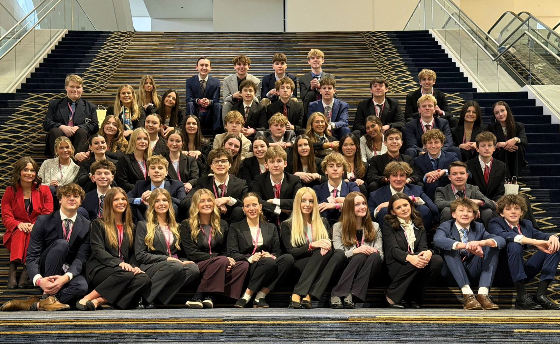 Graph photo of students sitting on stairs