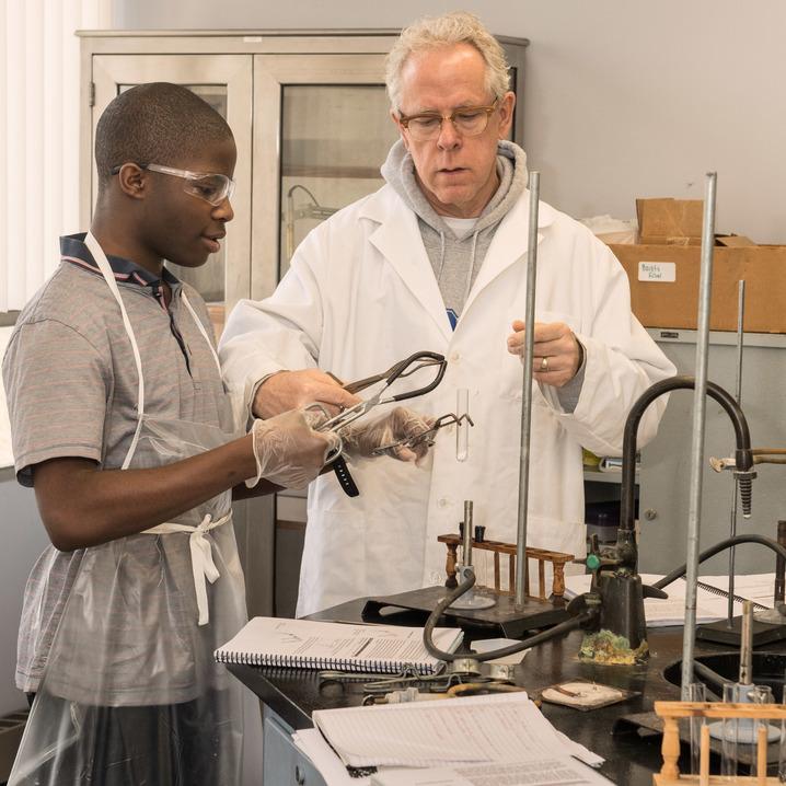 Professor and student in a chemistry lab