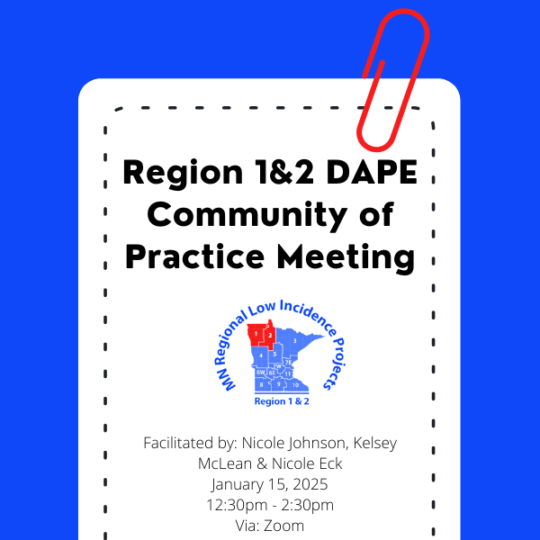 Region 1&2 DAPE community of practice