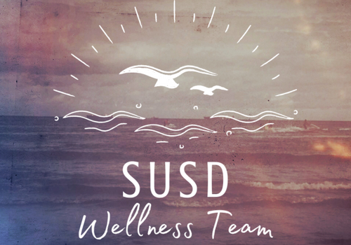 ocean horizon background with susd wellness team logo