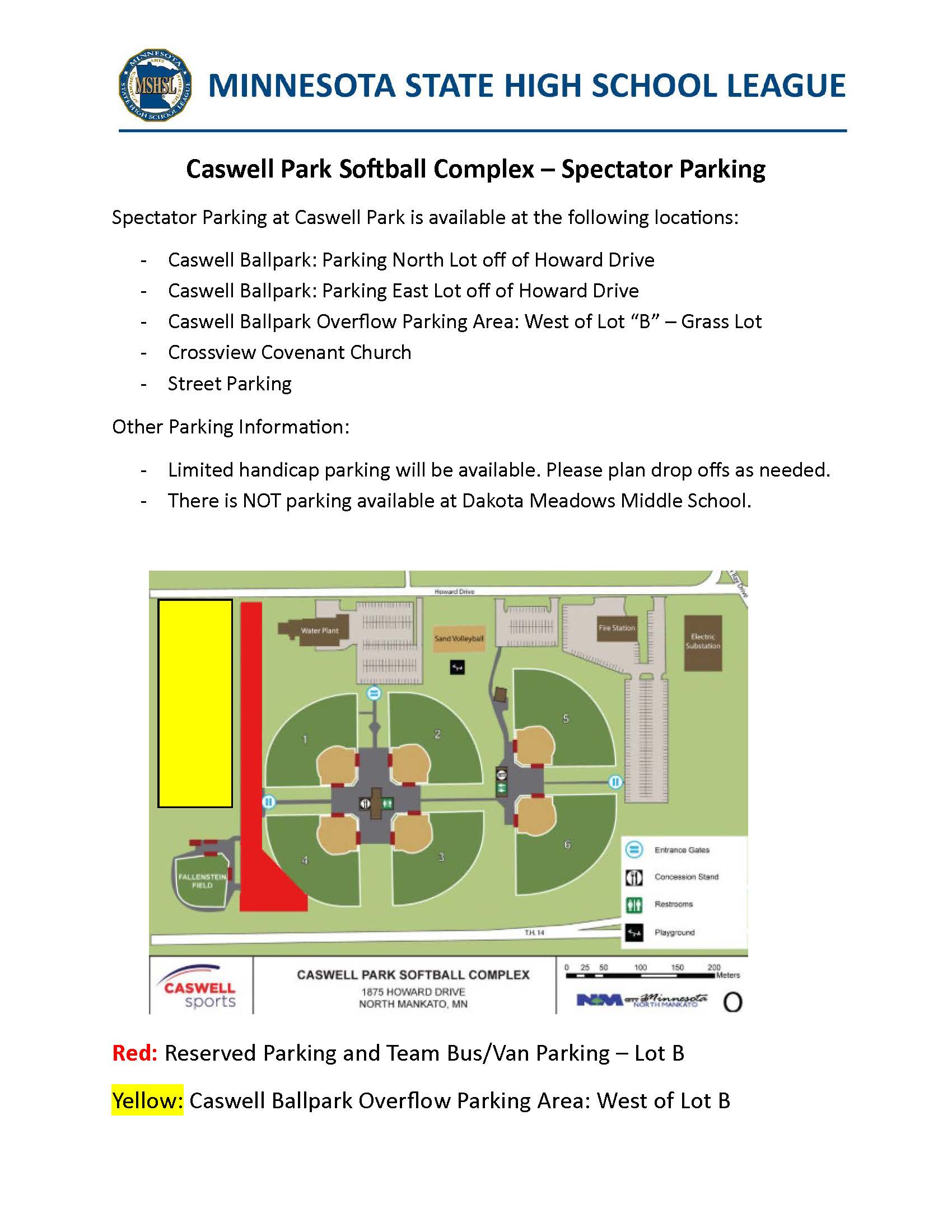Softball Parking Map