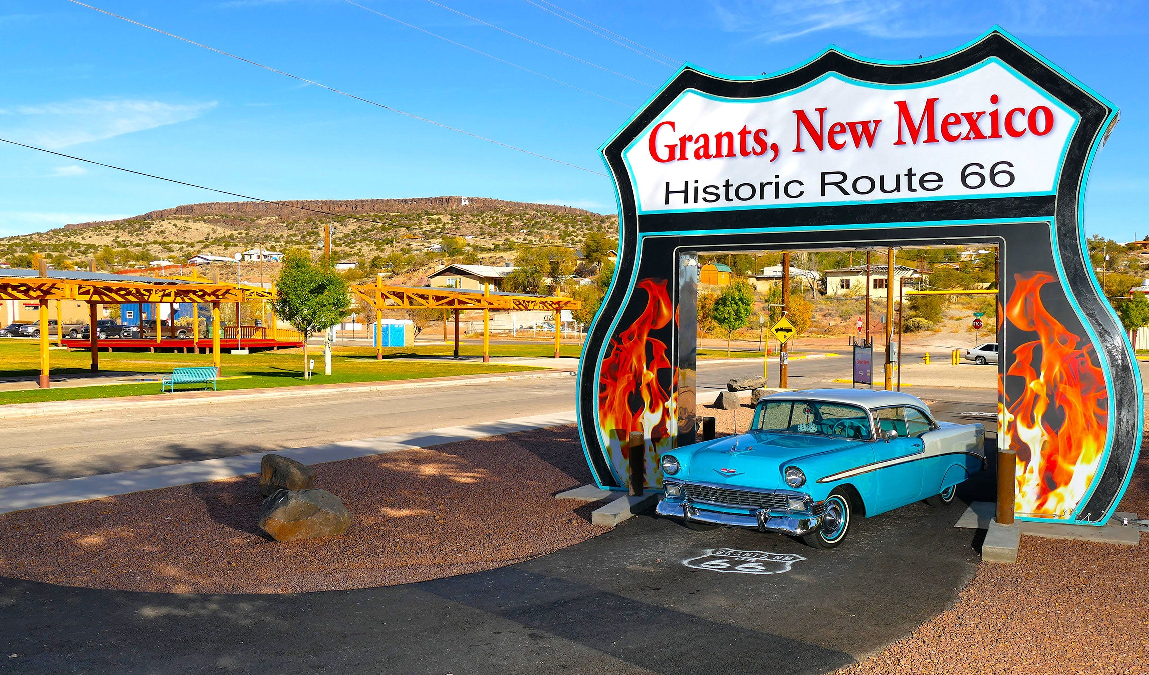 Grants, New Mexico Historic Route 66 image with car
