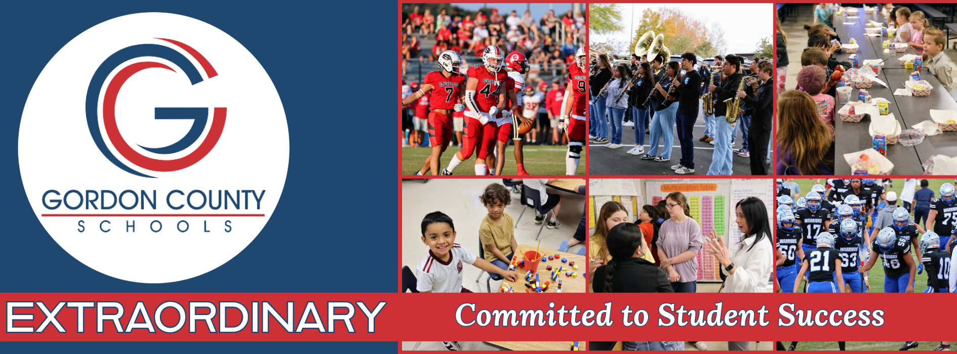 Banner of students and teachers that says Extraordinary: Committed to Student Success