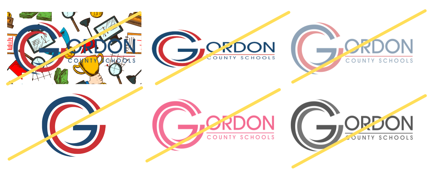 Examples of Incorrect Variations of the Gordon County Schools Logo 