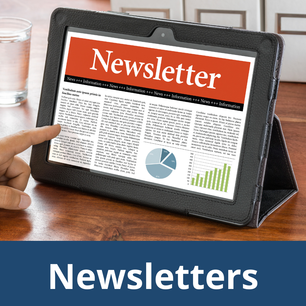 Newsletters: Picture of a newsletter open on a tablet