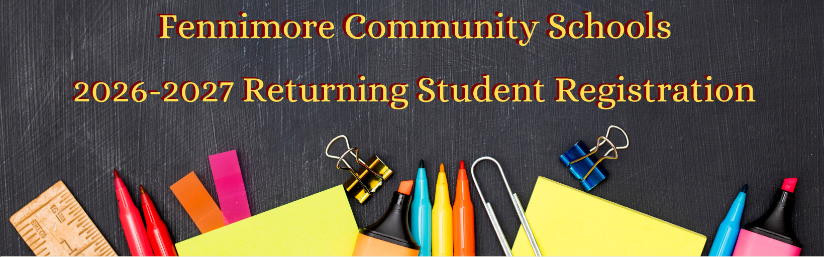 returning student registration with school supplies background
