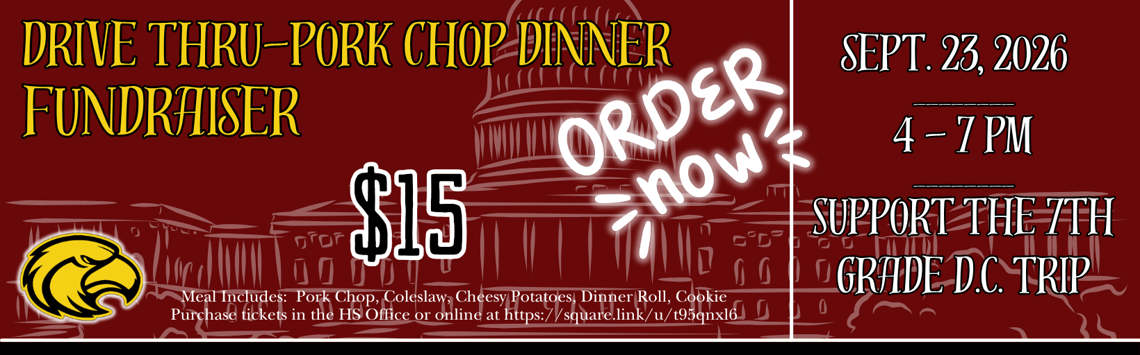 information about the Pork Chop Dinner fundraiser on Sept 23