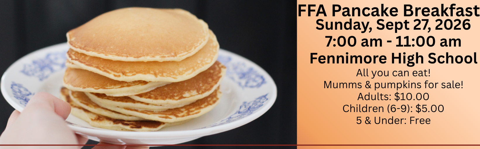 information for the FFA pancake breakfast on Sept 27