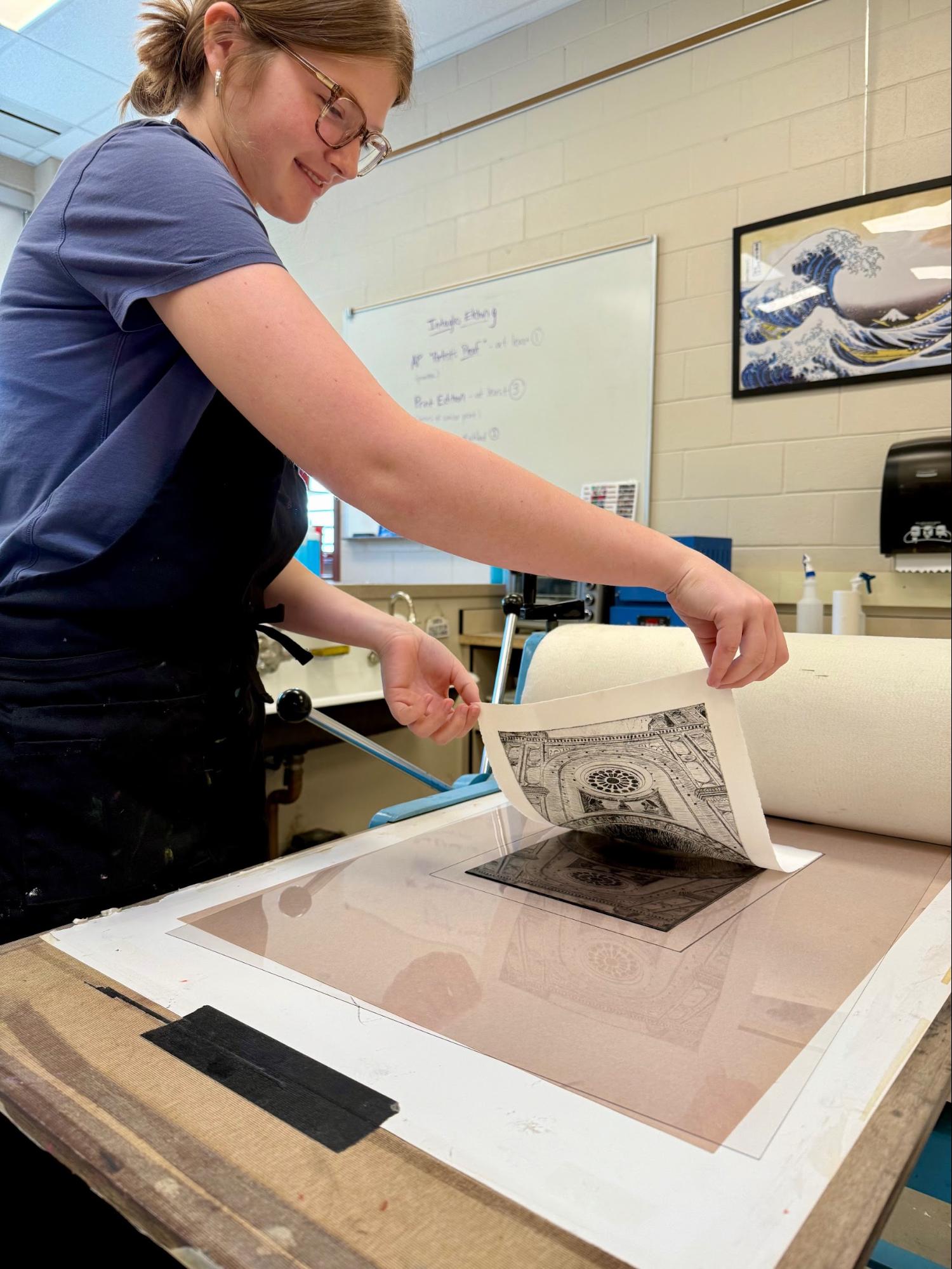 NCHS students using printing press to explore curiosity
