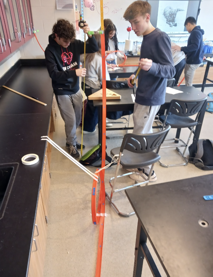 Physics students working on lab