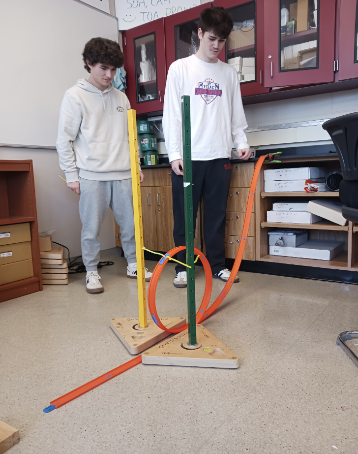 Physics students working on lab