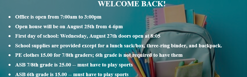 Welcome Back! -- DPMS schedule