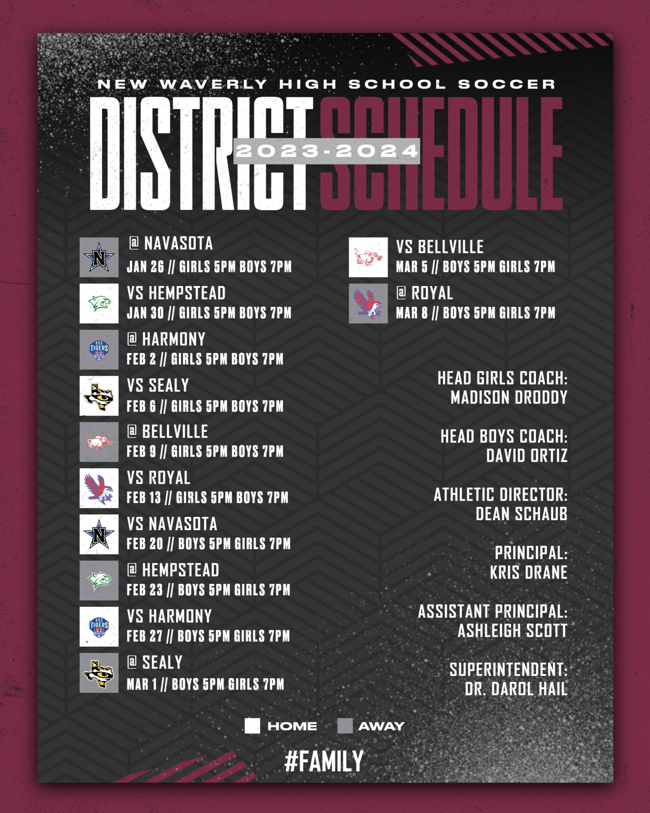 2023-2024 District Soccer Schedule