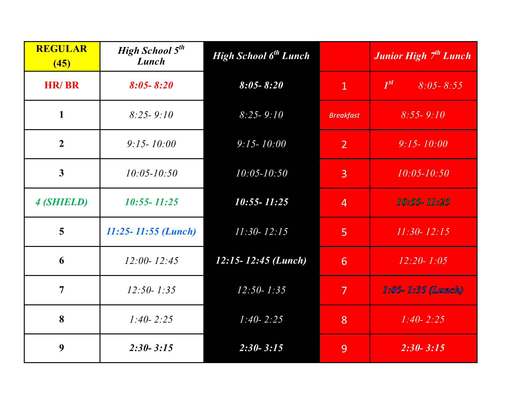 School Schedule Point Pleasant Junior Senior High School School Schedule Point Pleasant Junior Senior High School