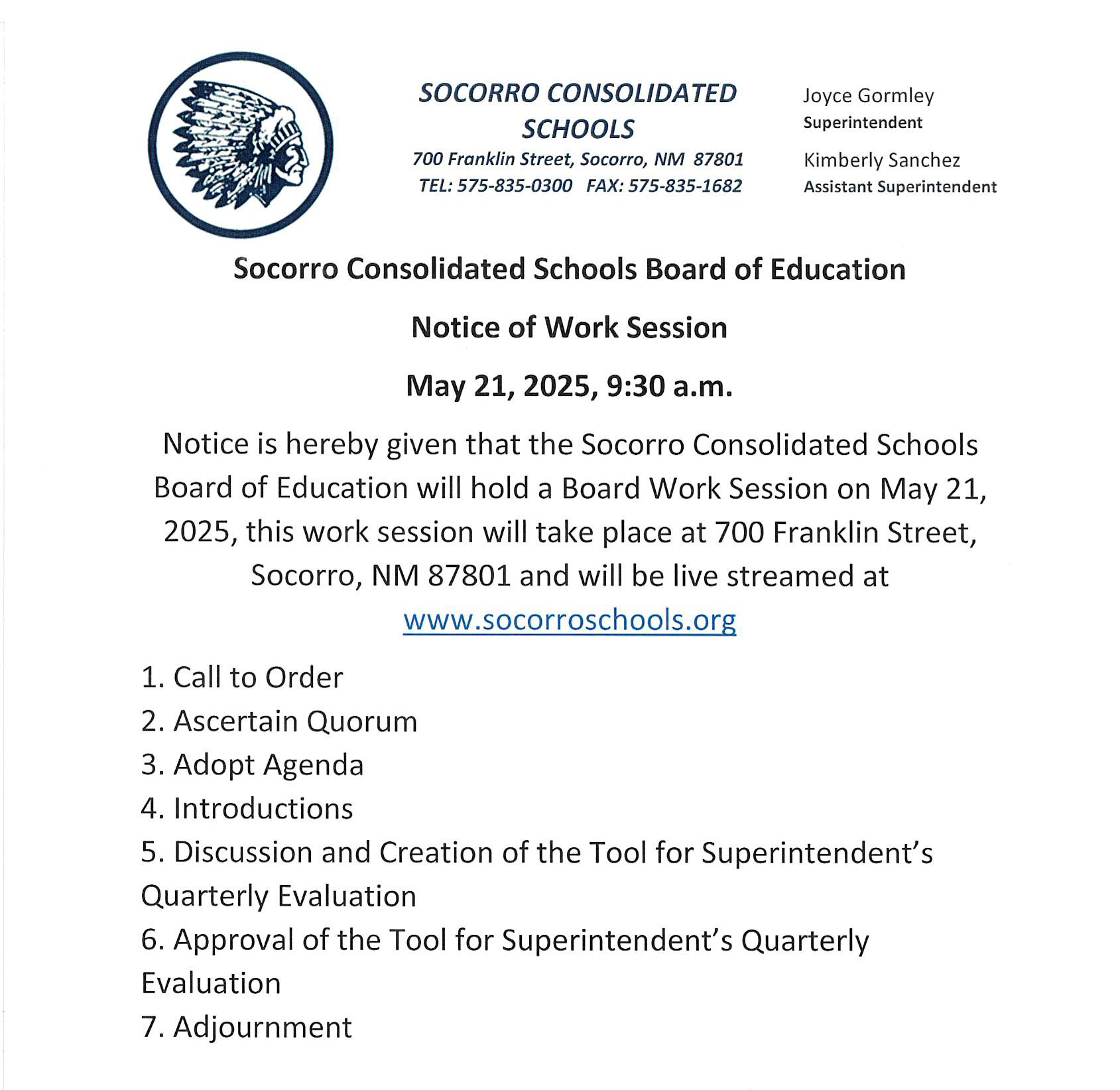 Notice of Quorum