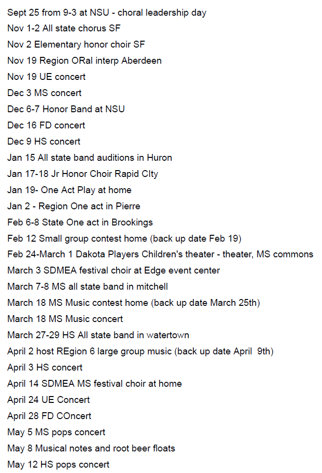 2024-25 Music Calendar