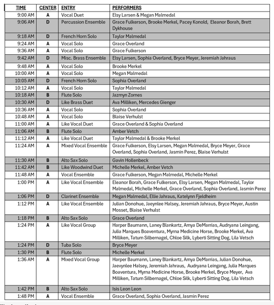 MPHS contest schedule