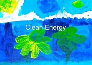 photo of a painting that says clean energy