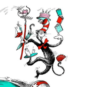 Dr. Seuss Week: The Cat in the Hat juggling defferent things