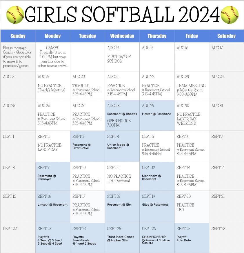 2024 Schedule