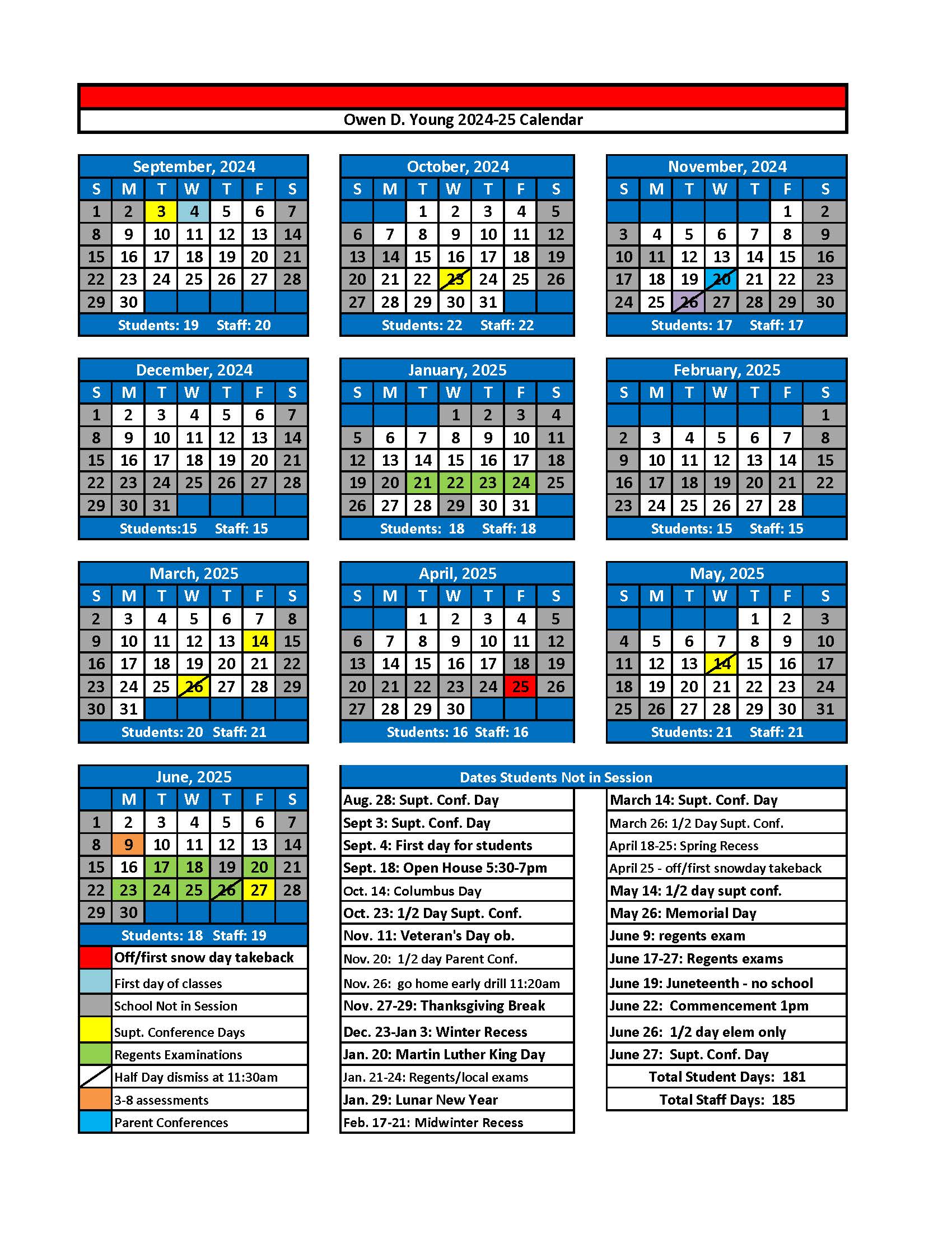 a color coded calendar