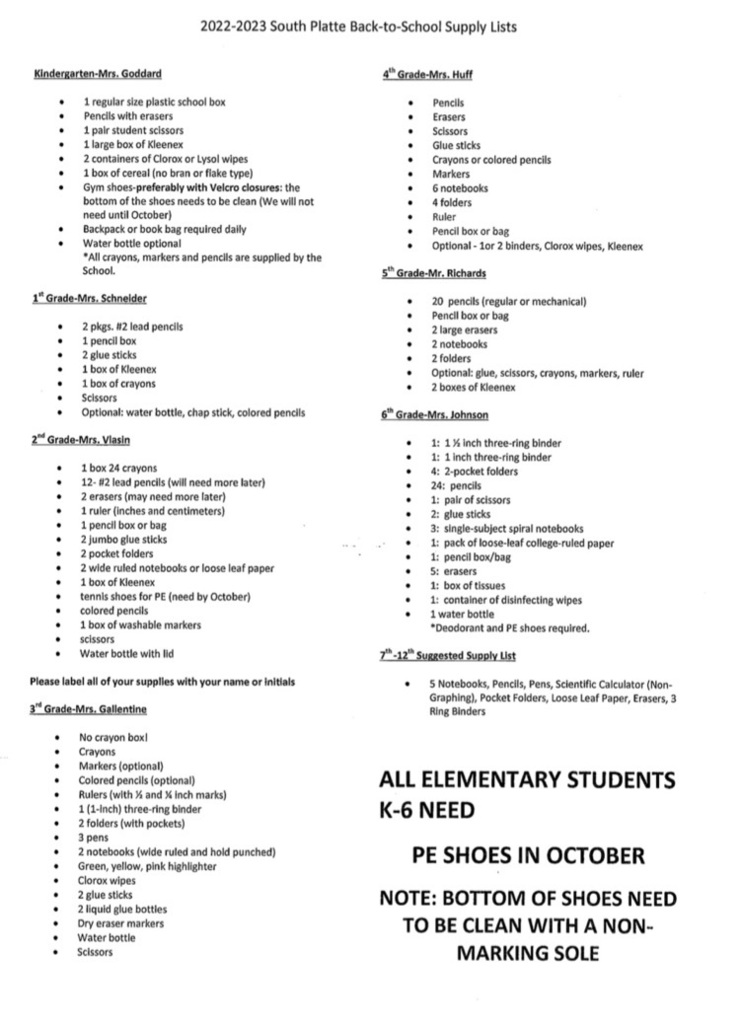 School Supply List