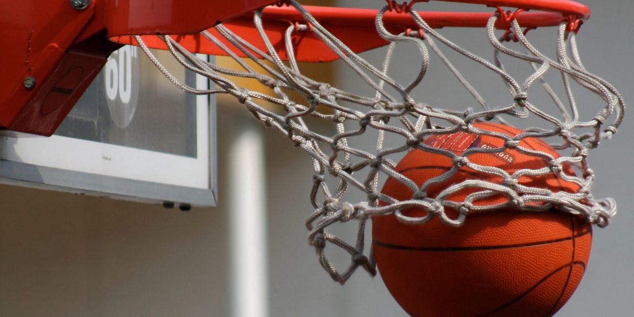 Basketball in hoop