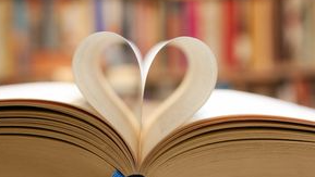 Book with pages folded into a heart