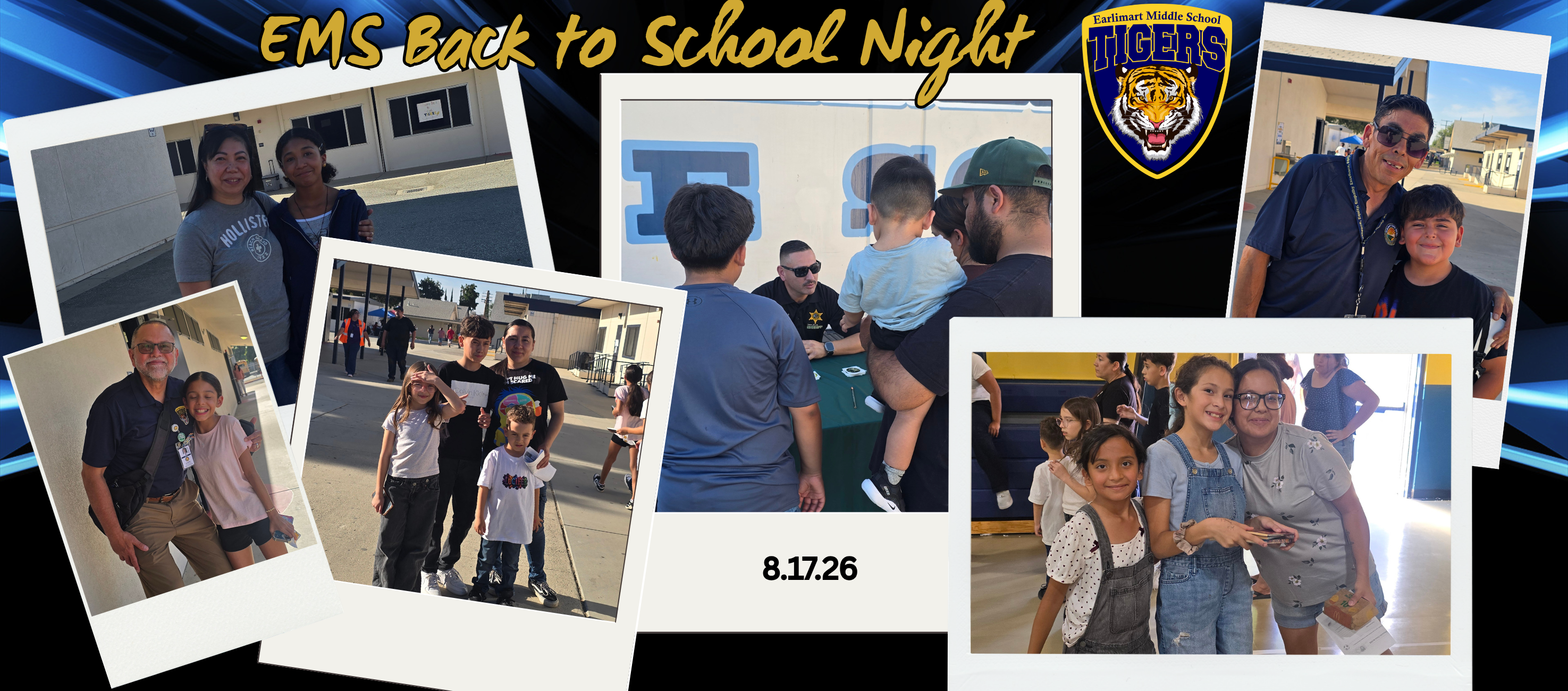 Images include photographs of the EMS Back to School Night event