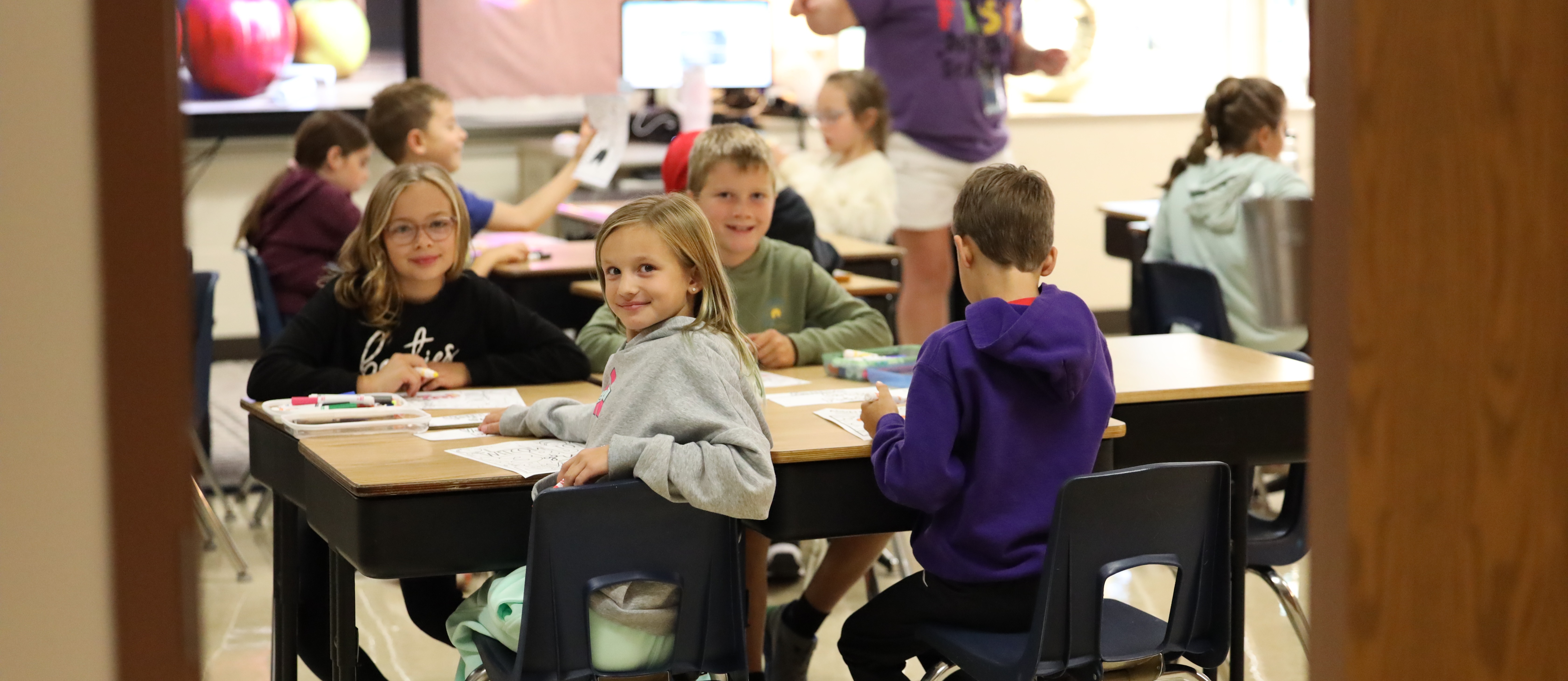 Students in classroom on first day