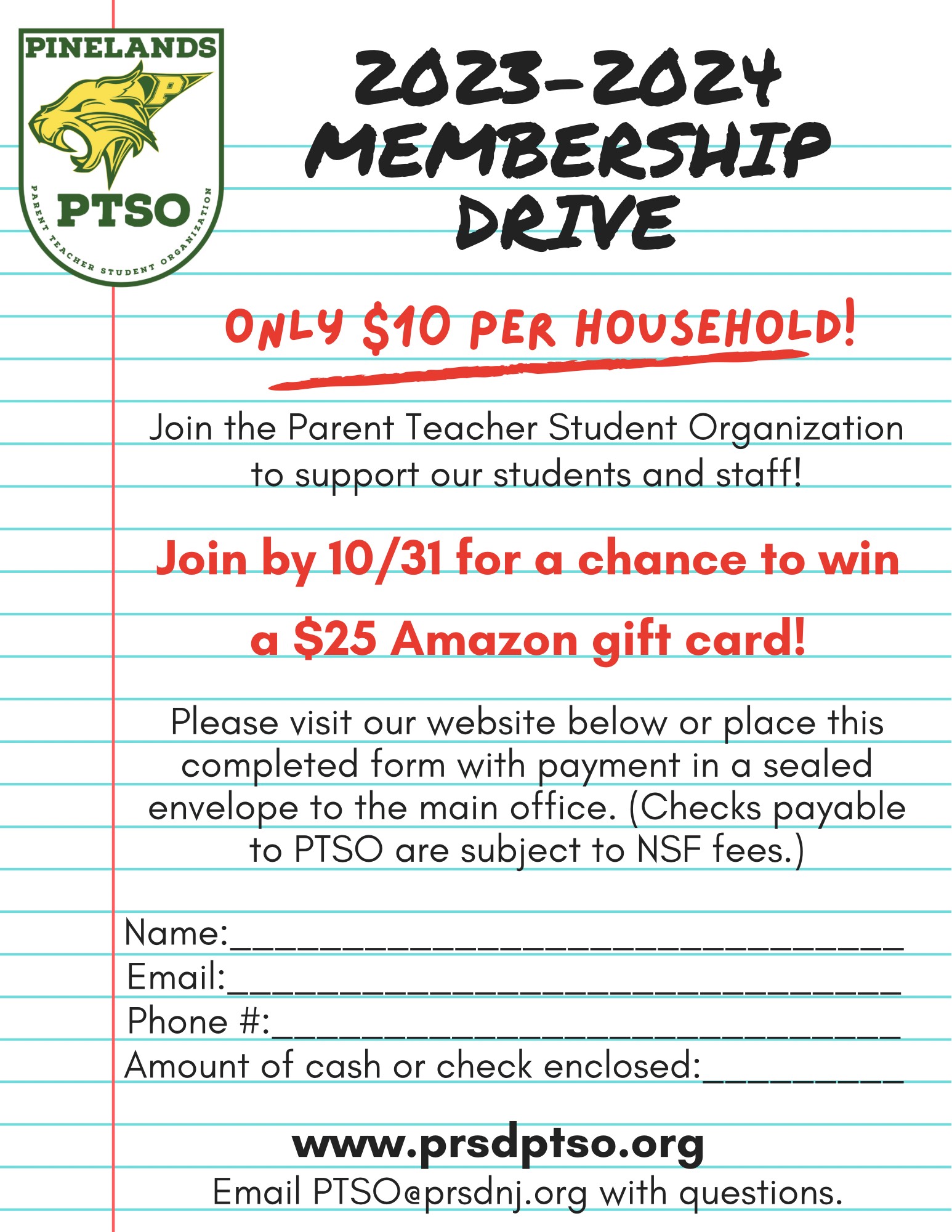 PTSO Membership Drive