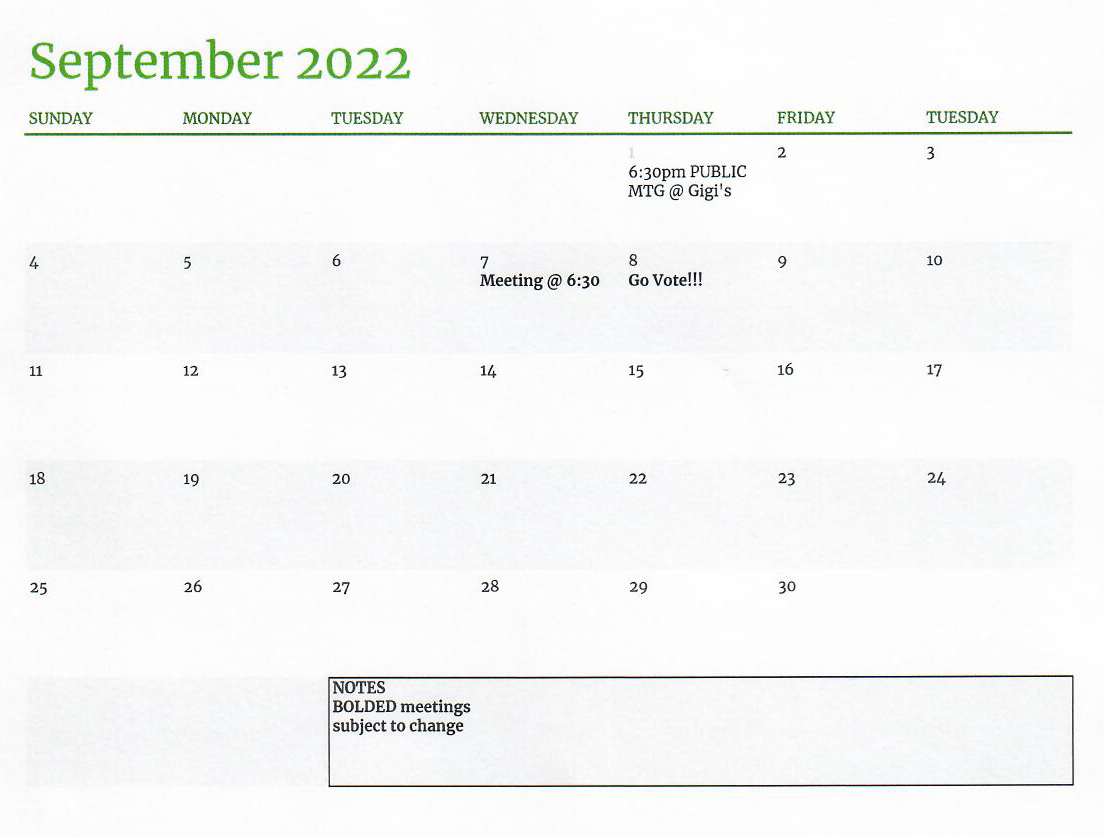 September bond calendar