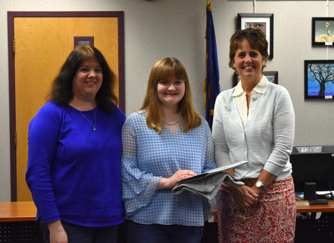 Melissa Barnosky recognized with BOE President Margy Brown