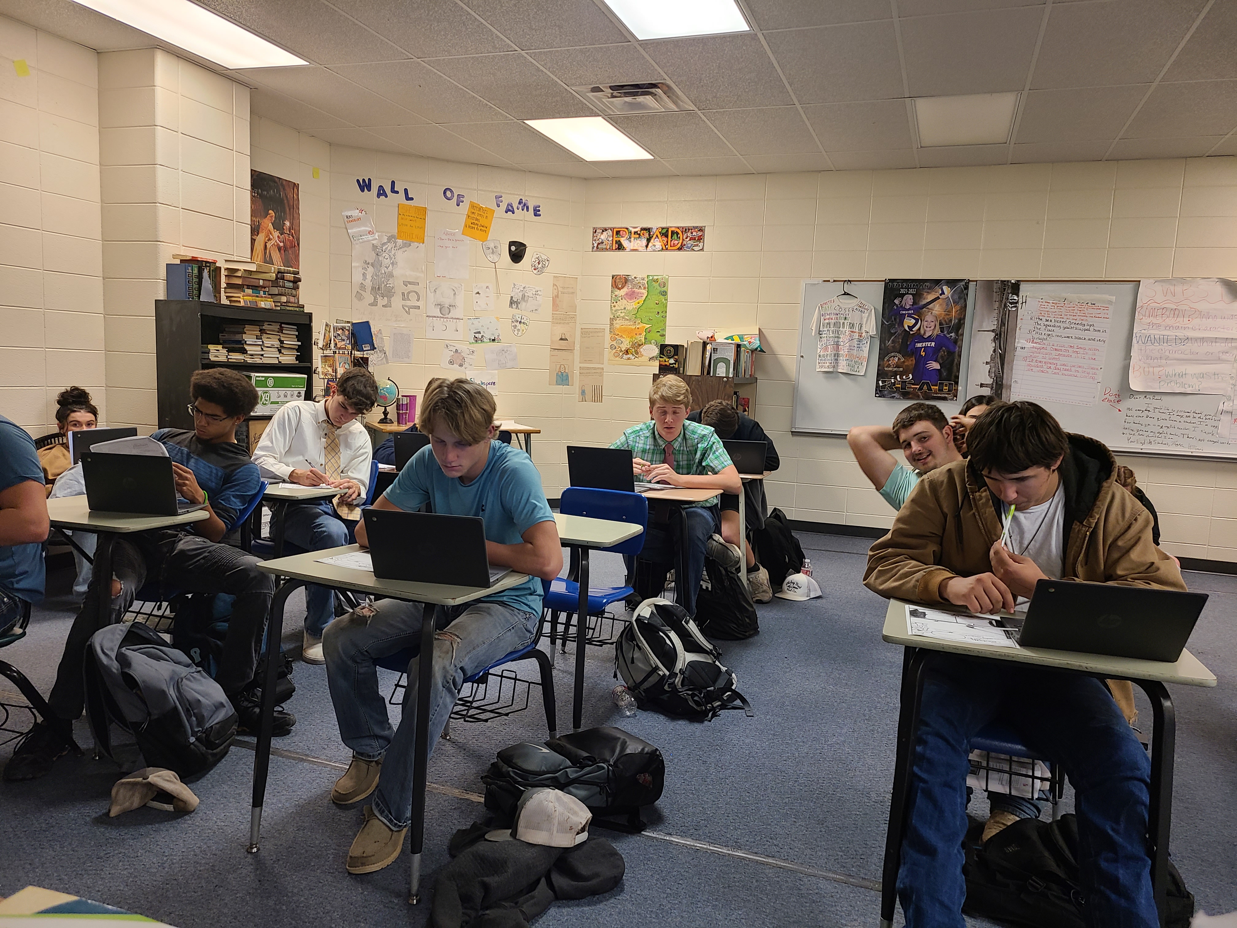 High School students working at desks
