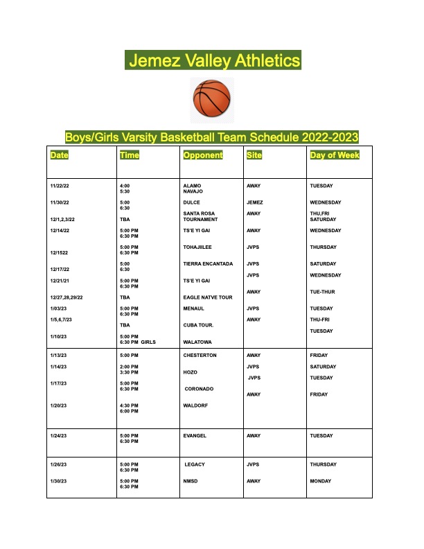 Basketball Jemez Valley Public Schools