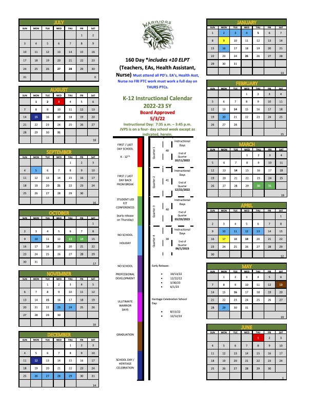 School Calendars Jemez Valley Public Schools