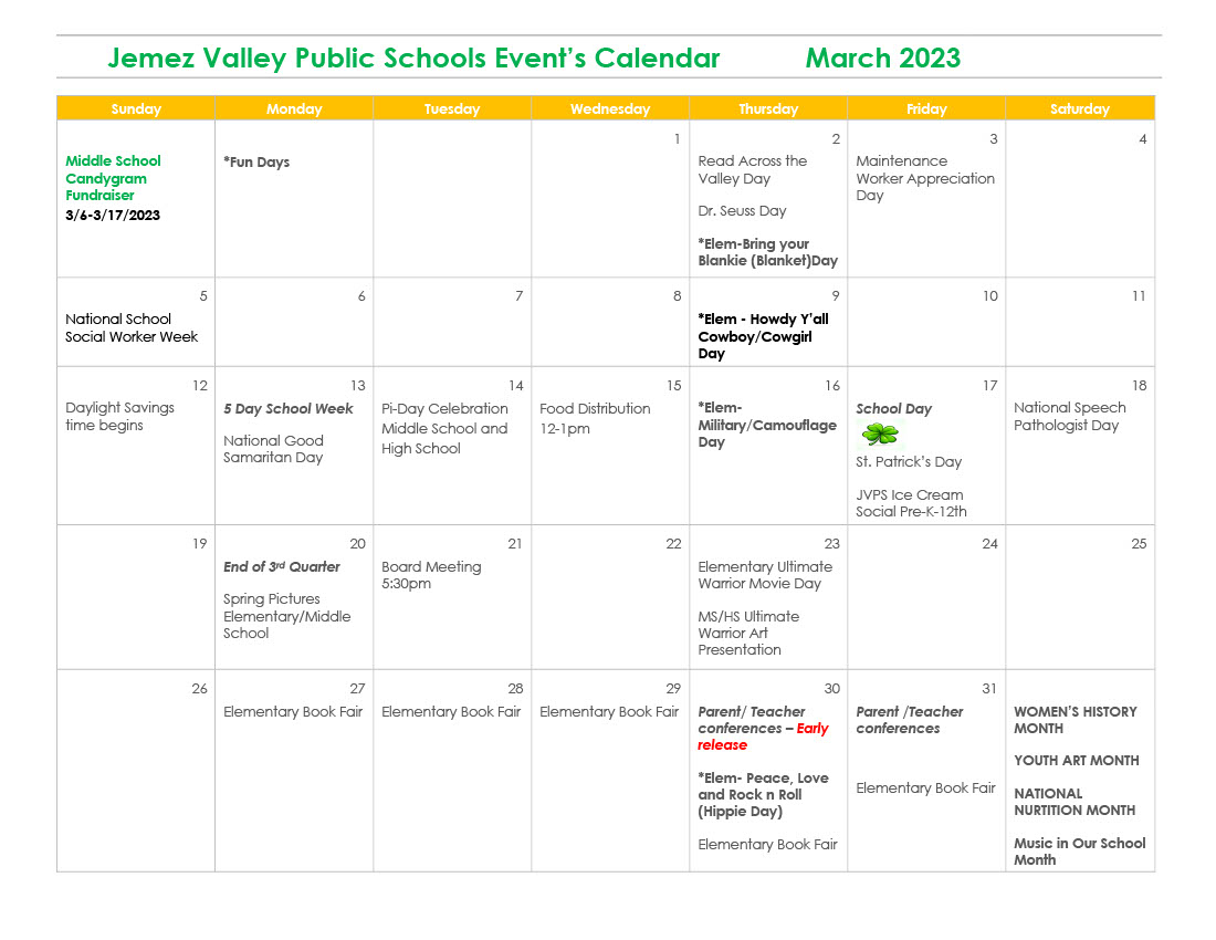 March Calendar