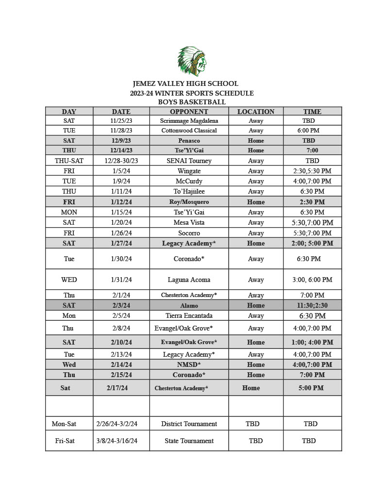 Basketball Jemez Valley Public Schools