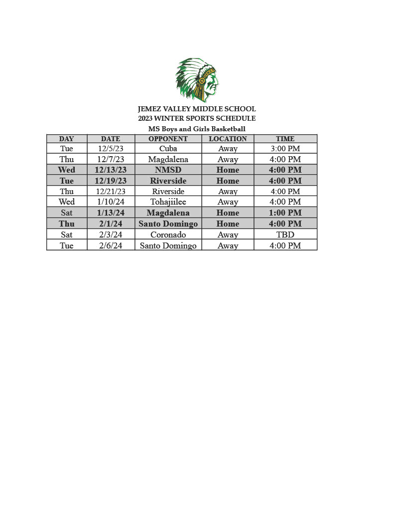 Basketball Jemez Valley Public Schools