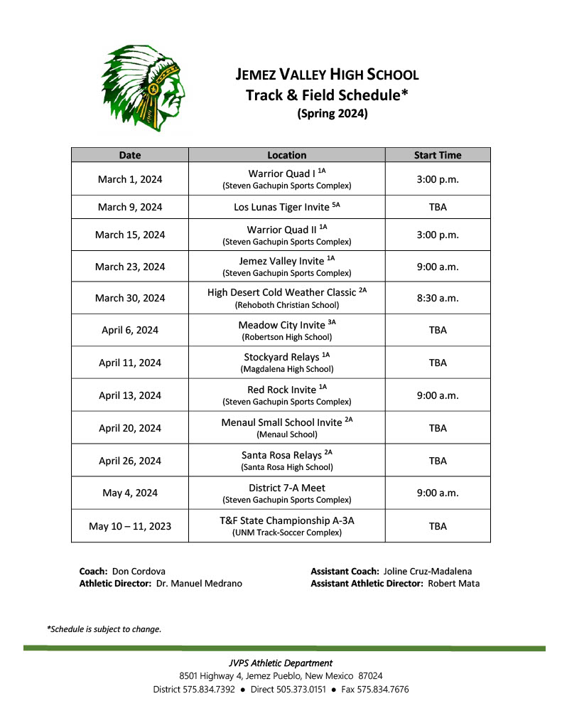 Track and Field Jemez Valley Public Schools