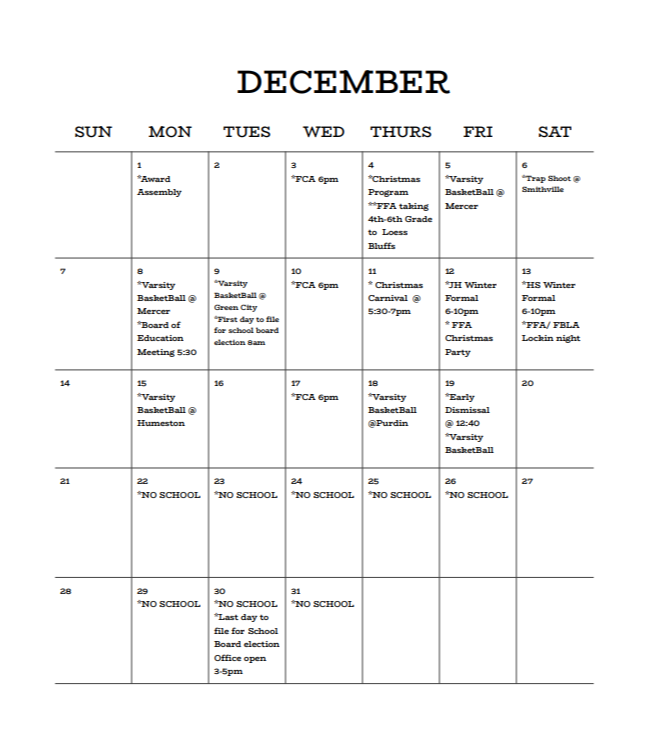 December Calendar