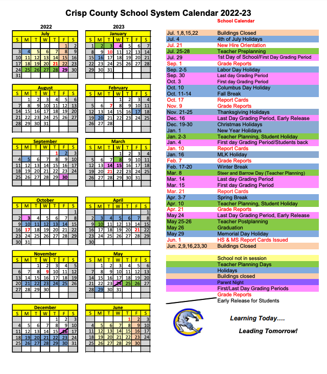 Crisp County School System Calendar Crisp County Schools