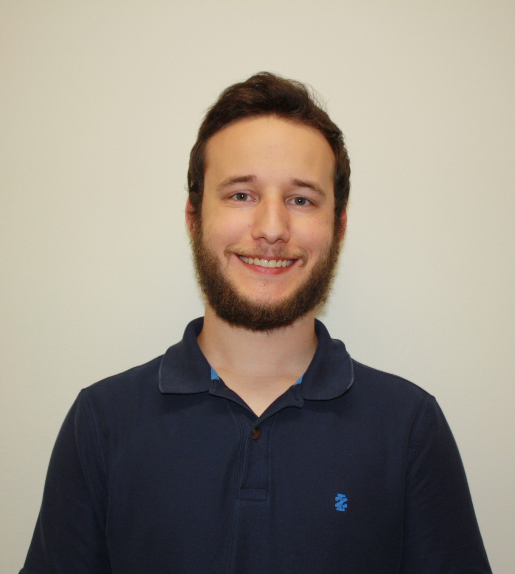 White male, blue shirt