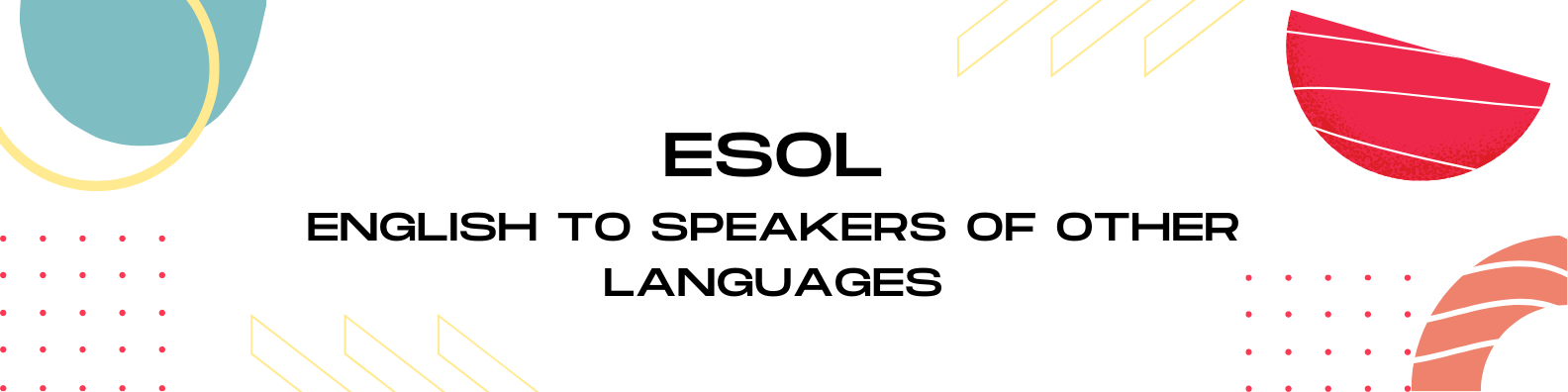 Graphic with abstract shapes and text "ESOL"