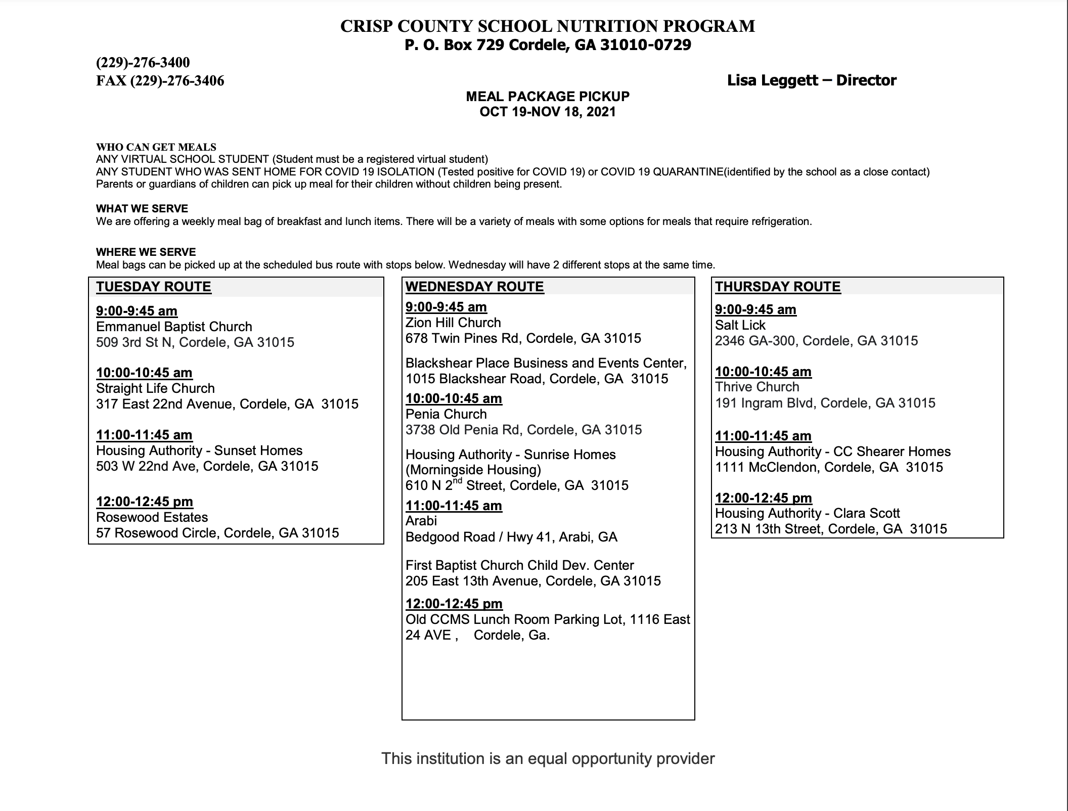 Virtual meal route PDF