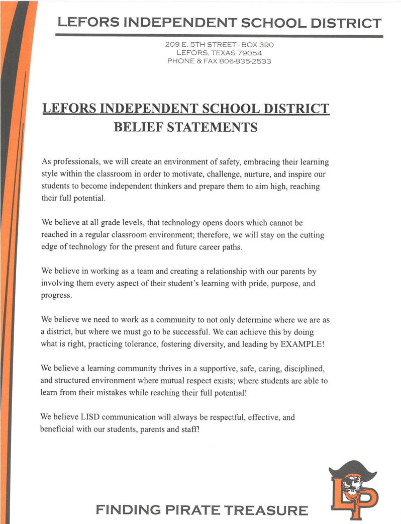 Lefors ISD Belief Statements