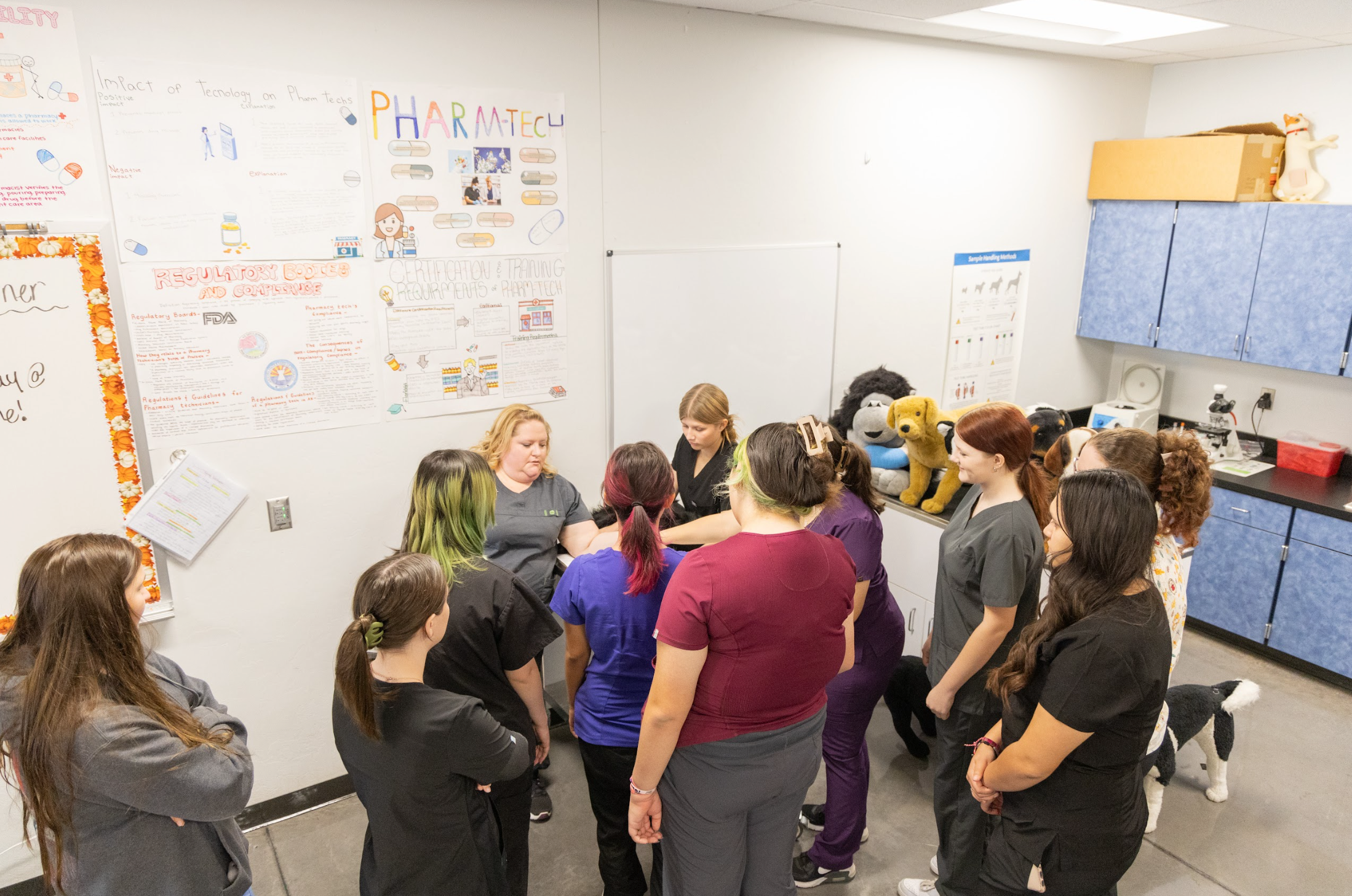 CTE Students in a veterinary consulting room